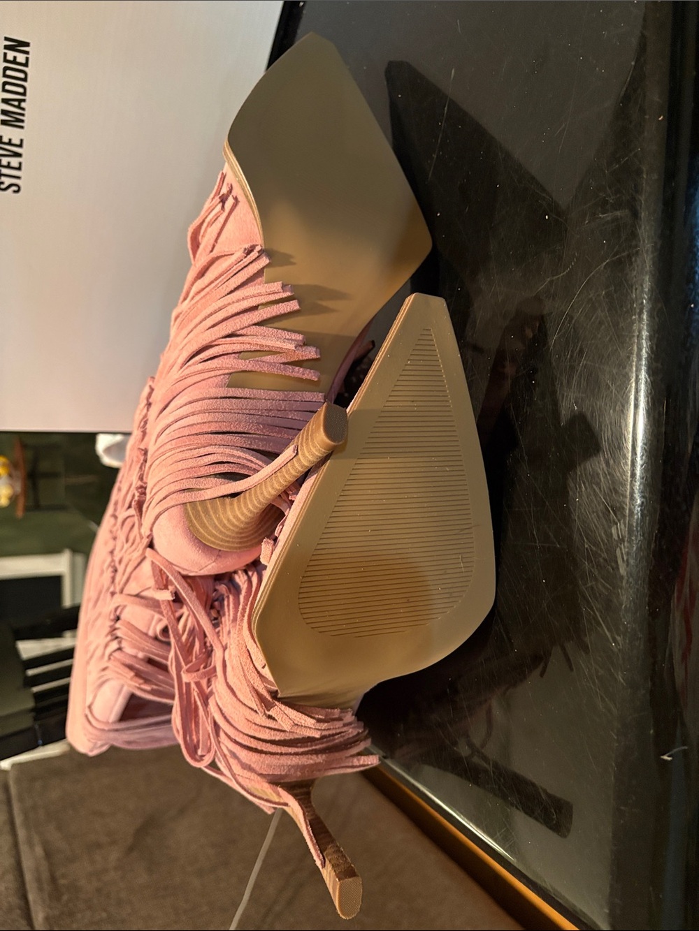 Steve Madden Kinzee Fringe Suede Stiletto Tall Western Boots - Picture 5 of 5